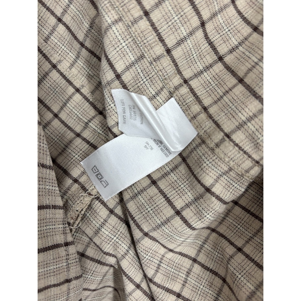 Cabelas Button Up Shirt Mens 3XLT Tall Khaki Brown Plaid Cotton Outdoors - Picture 6 of 11